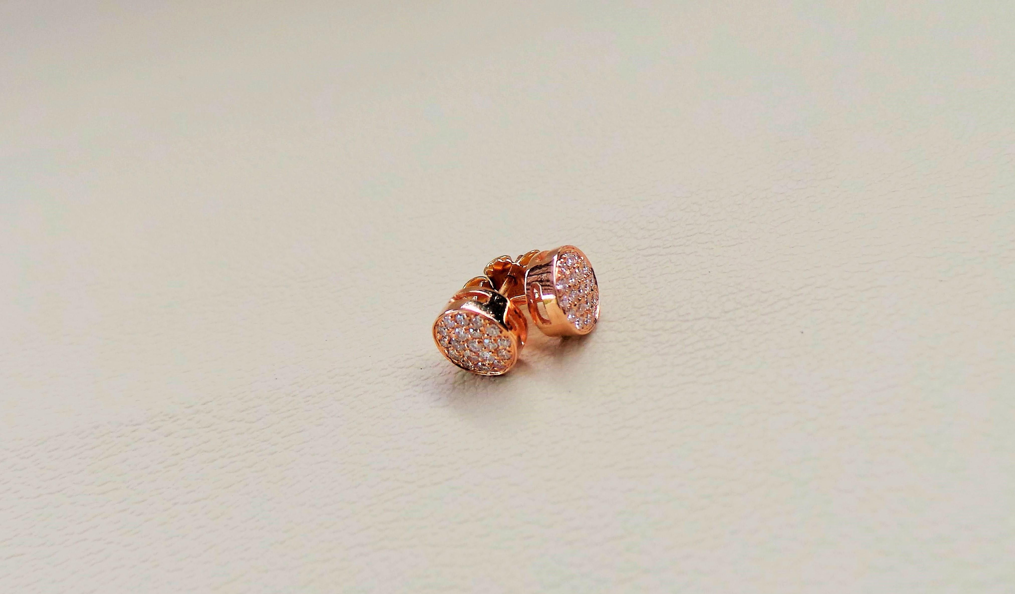 Women's Diamonds Pavé-Set 0.30K Rose Gold Stud Modern Earrings  For Sale