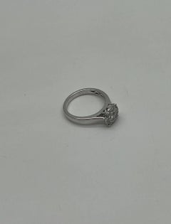 Diamants Pave Set Cluster Halo Set 14K White Gold Statement Ring