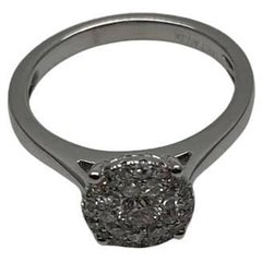 Diamonds Pave Set Cluster Halo Set 14K White Gold Statement Ring