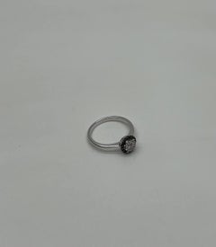 Diamonds Pave Set Round Cluster Black Diamond Halo 14K White Gold Statement Ring