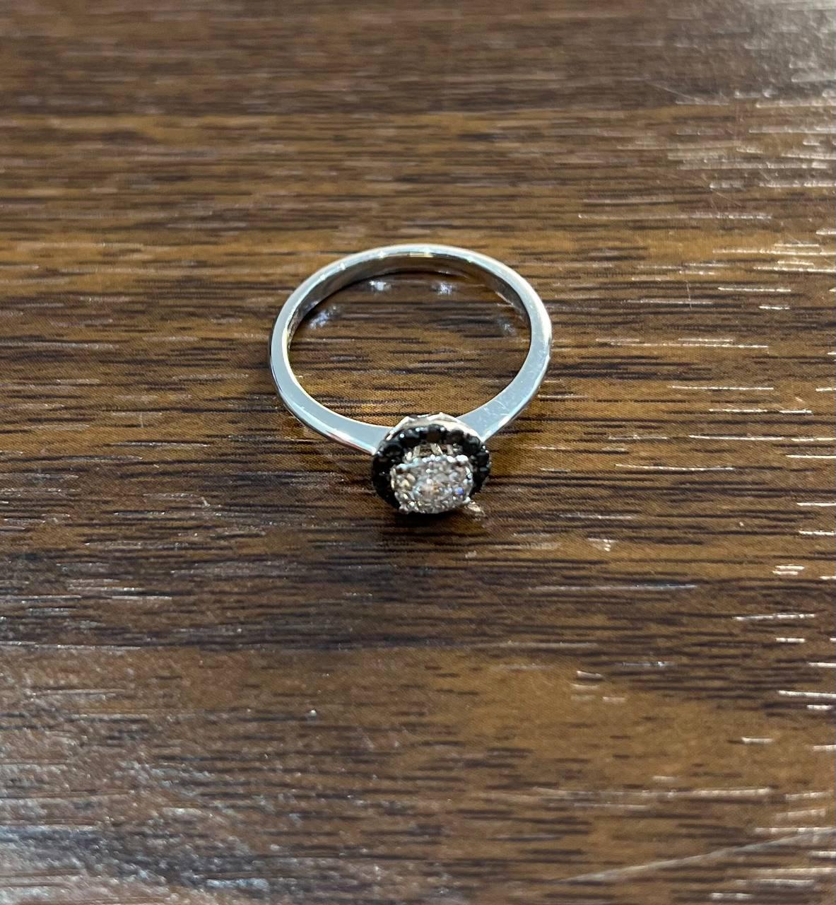 Women's Diamonds Pave Set Round Cluster Black Diamond Halo 14K White Gold Statement Ring For Sale