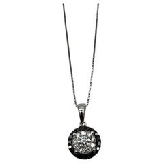 Diamonds Pave Set Round Cluster Black Diamonds Halo White Gold Pendant Necklace