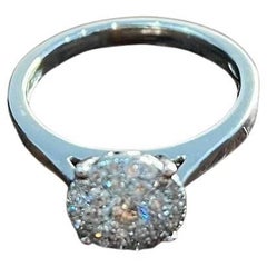 Diamants Pave Set Round Cluster Halo Set 14K White Gold Statement Ring