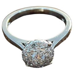 Diamonds Pave Set Round Cluster Halo Set 14K White Gold Statement Ring