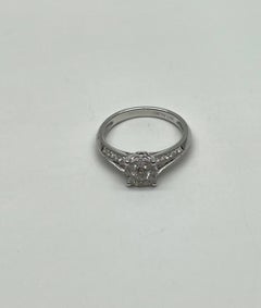 Diamonds Pave Set Round Cluster Halo Set 14K White Gold Statement Split Ring