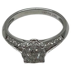 Diamanti Pave Set Round Cluster Halo Set 14K White Gold Statement Split Ring