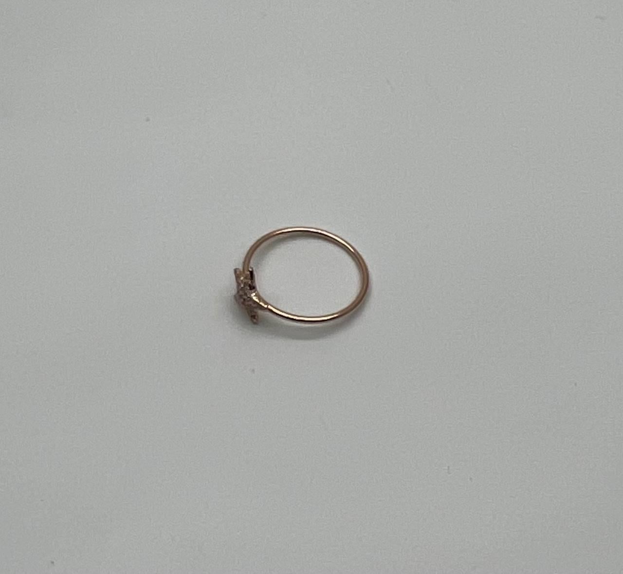Contemporary Diamonds Pave Set Star 14K Rose Gold Dainty Motif Band Ring For Sale