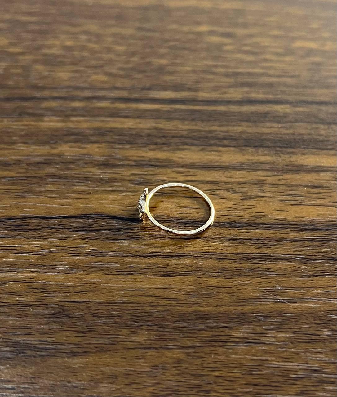 Women's Diamonds Pave Set Star 14K Rose Gold Dainty Motif Band Ring For Sale