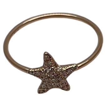 Diamonds Pave Set Star 14K Rose Gold Dainty Motif Band Ring