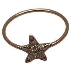 Bandring mit Diamanten, Pave Set Stern 14K Roségold, Dainty-Motiv