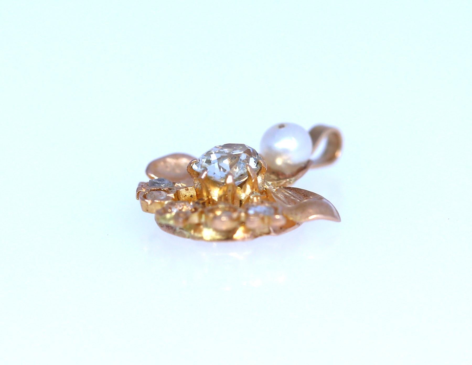 Diamonds Pearl Pink Gold Angel Pendant, 1920 1
