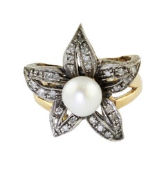 Diamonds Pearl Rose Gold and Silver Fashion Ring