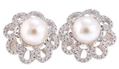 Diamonds Pearl White Gold Earrings