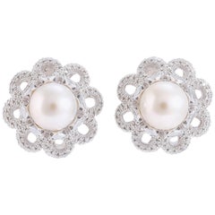 Diamonds Pearl White Gold Earrings