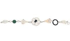 Diamanti Perle Cristallo di Malachite Rock Bracciale in oro bianco 18 carati