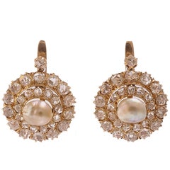 Diamonds Pearls Rose Gold Earrings