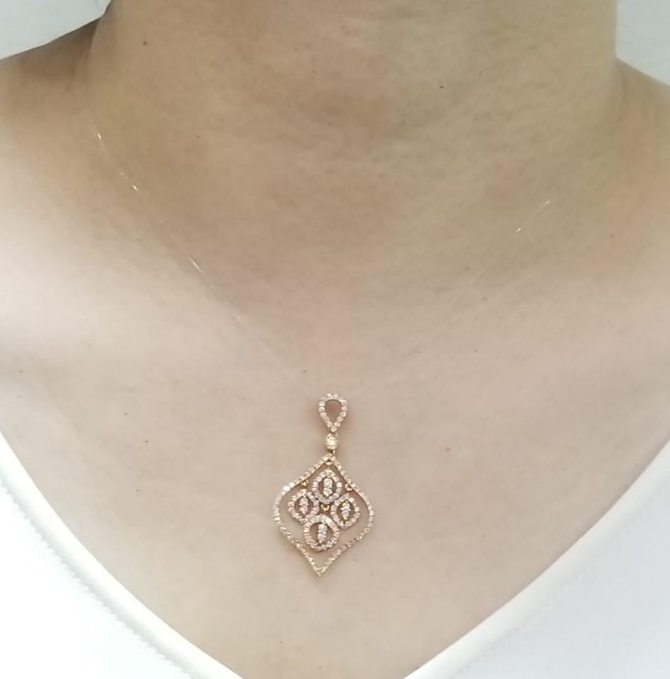Diamonds Pendant in 18 Karat Rose Gold Corte brillante en venta