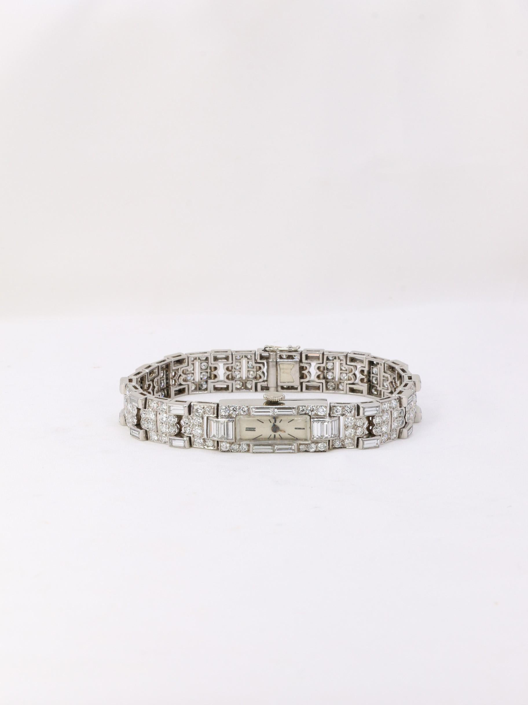 Women's Diamonds & Platinium Art Deco watch