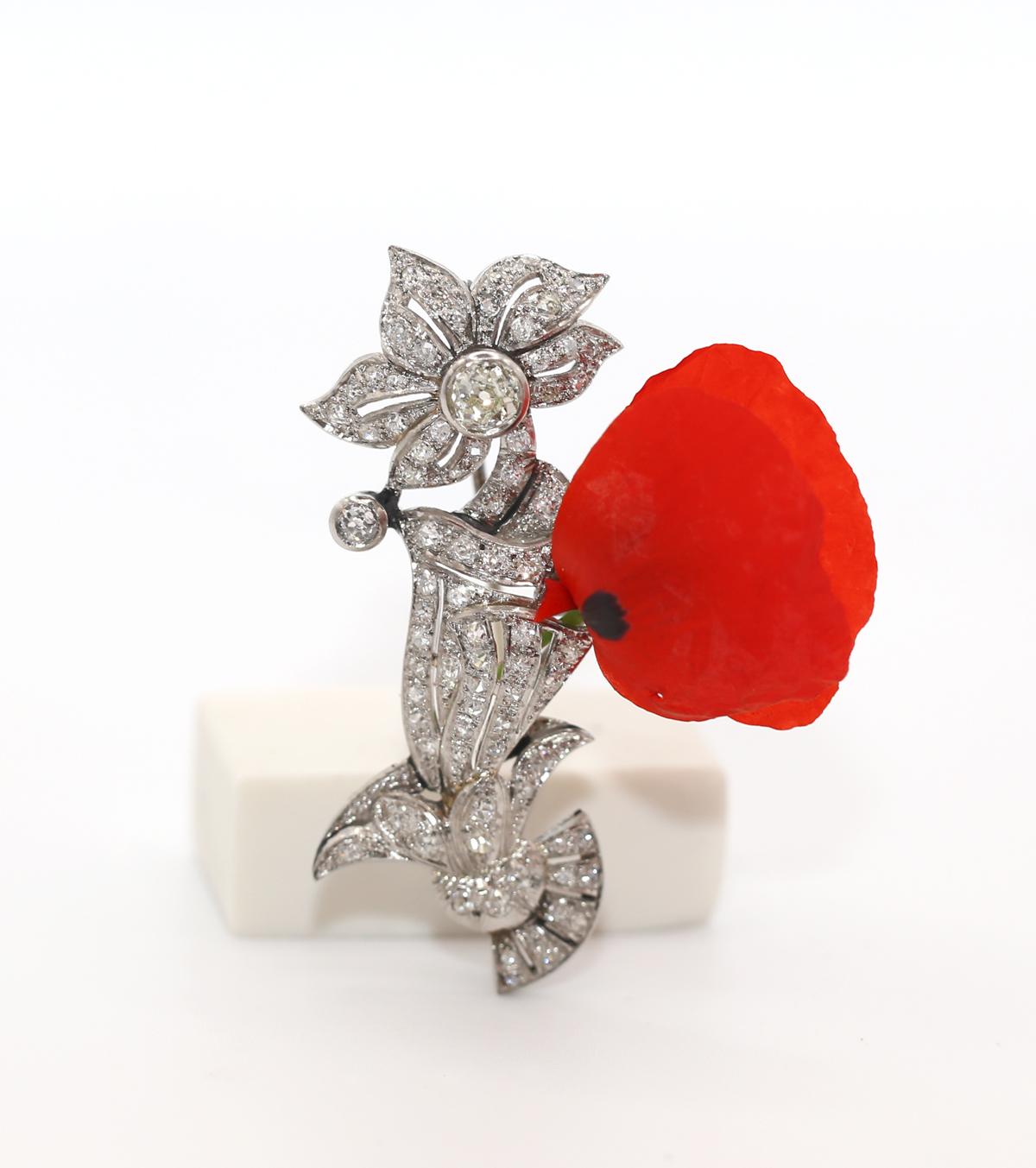 Broche de flor de ramo de oporto con diamantes, 1890 6