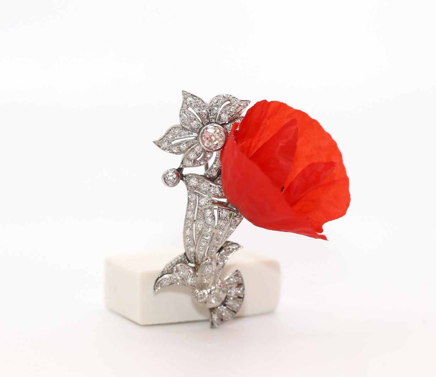 Broche de flor de ramo de oporto con diamantes, 1890 2