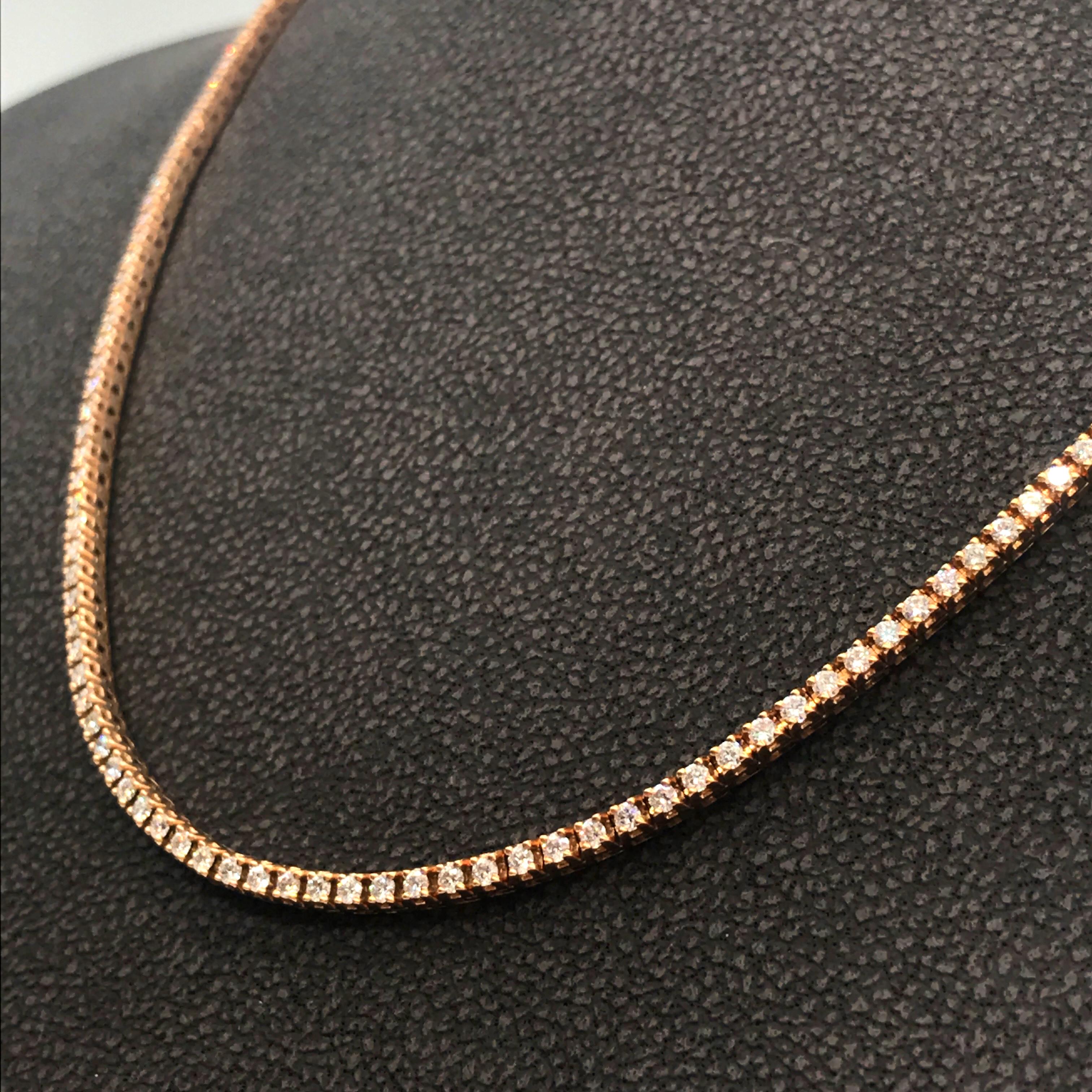 Diamonds River on Rose Gold 18 Karat Neacklace In New Condition In Vannes, FR