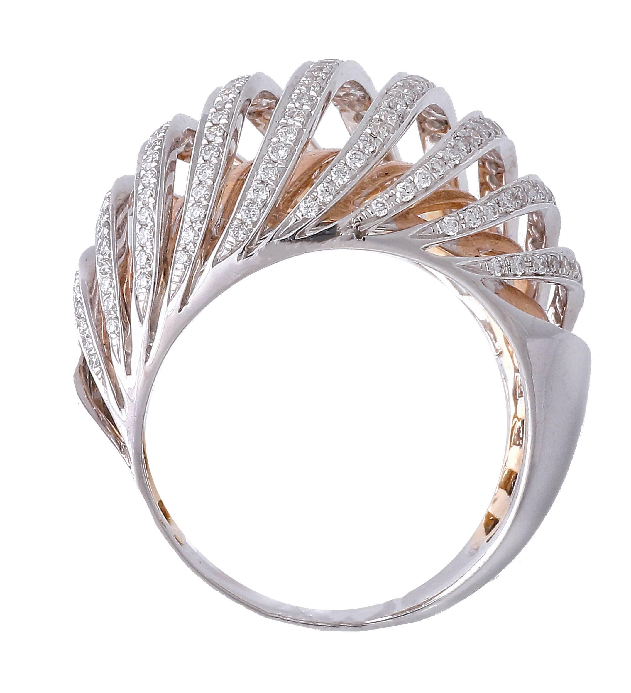 Brilliant Cut Diamonds 18 kt Rose and White Gold Ring