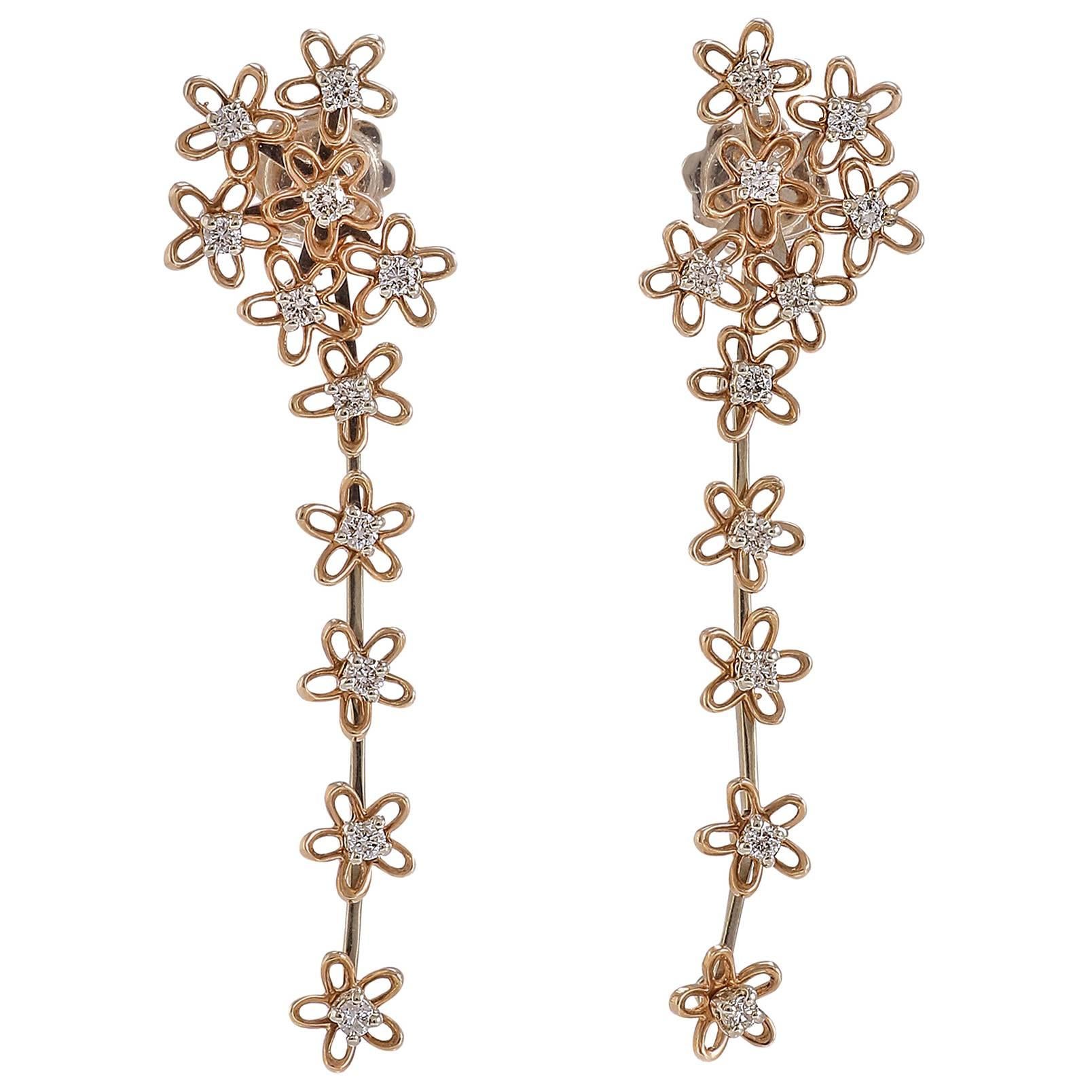 Diamonds Rose and Yellow Gold Earrings