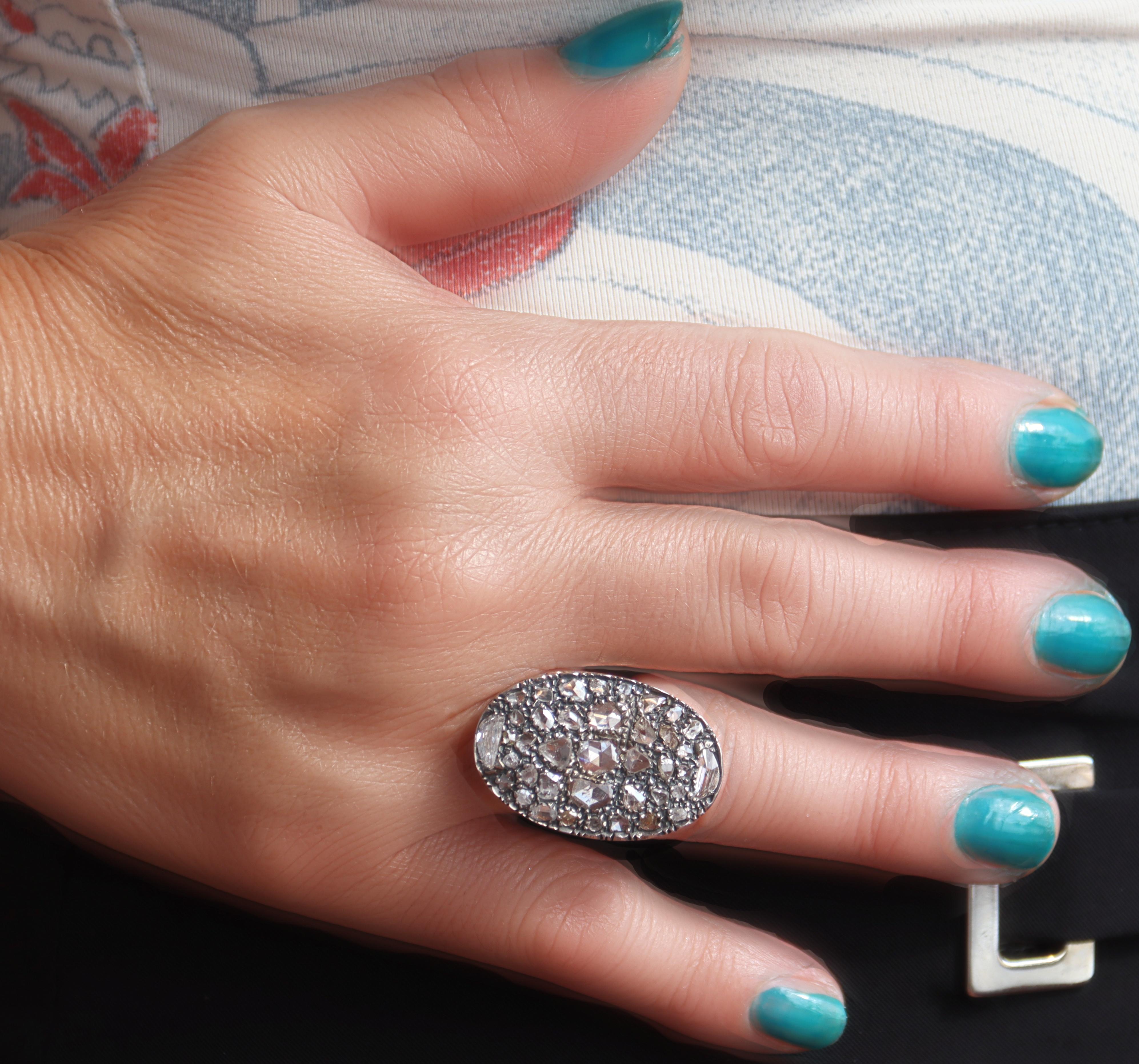 Diamonds Rose Cut Yellow Gold 14 Karat Cocktail Ring For Sale 4
