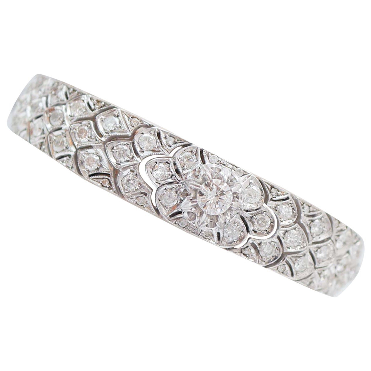 Bracciale con diamanti, oro rosa e argento. in vendita