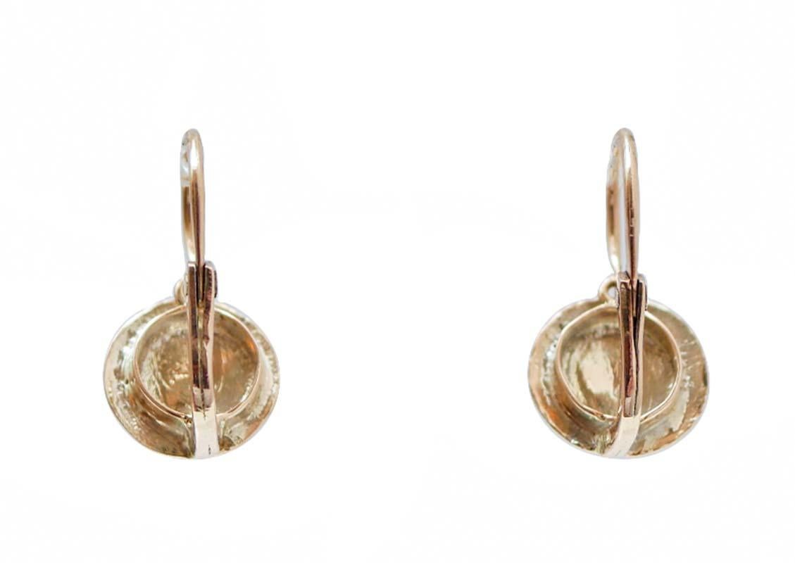 Rétro Diamanti, oro rosa e argento Orecchini. in vendita