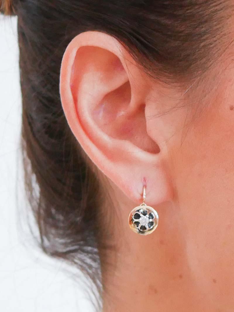 Diamanti, oro rosa e argento Orecchini. In condizioni buone in vendita a Marcianise, Marcianise (CE)
