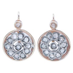 Orecchini con diamanti, oro rosa e argento