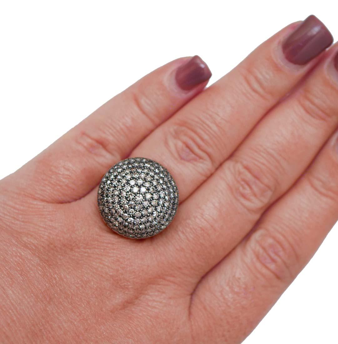 Anello con diamanti, oro rosa e argento. In condizioni buone in vendita a Marcianise, Marcianise (CE)