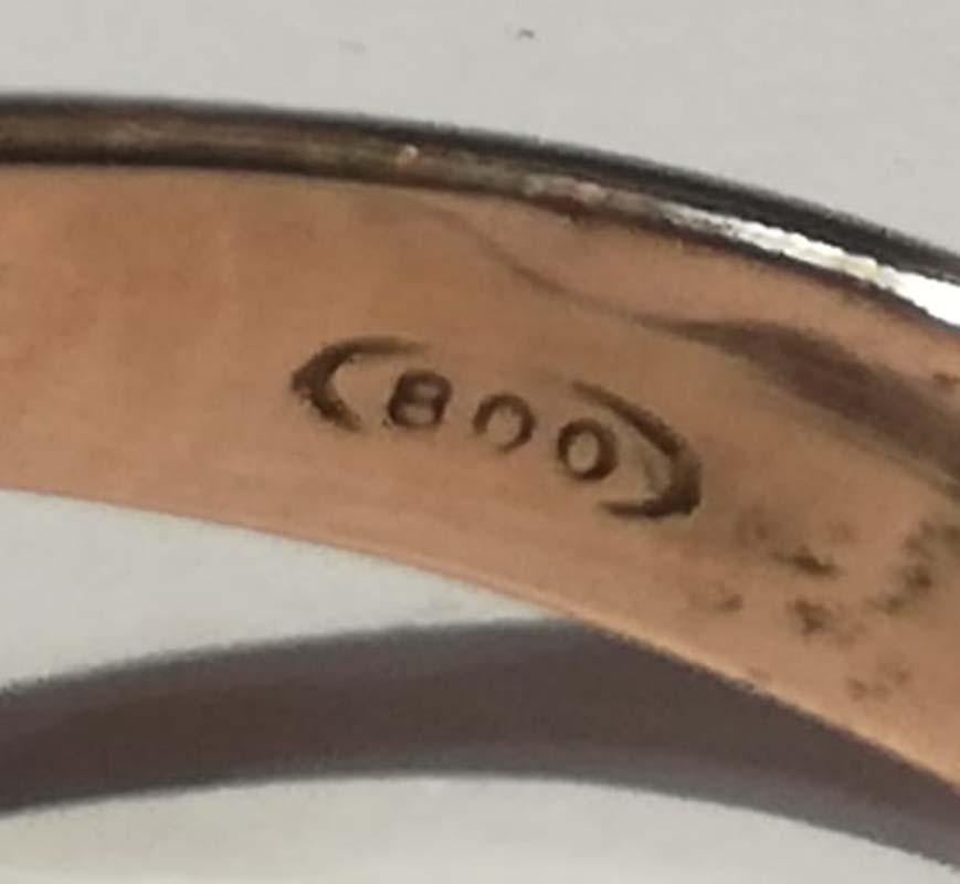 Anello con diamanti, oro rosa e argento. in vendita 1