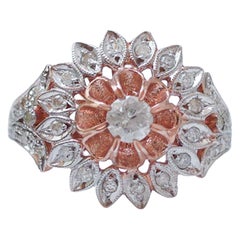 Diamonds, Rose Gold and Silver Ring.