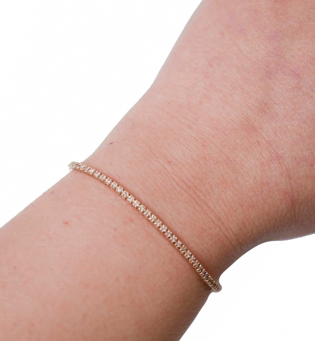 Diamonds, Rose Gold Tennis Bracelet. In Good Condition For Sale In Marcianise, Marcianise (CE)