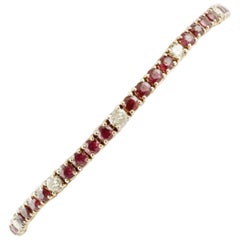 Diamonds, Rubies, 14 Karat Rose Gold Tennis Bracelet