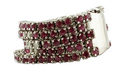 Diamonds, Rubies, 14 Karat White Gold Band Ring