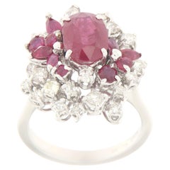 Diamonds Rubies 18 Karat White Gold Cocktail Ring