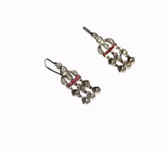 Diamonds Rubies 18 karat White Gold Drop Earrings