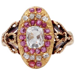 Diamonds, Rubies, 18 Karat Yellow Gold Ring