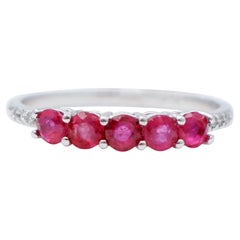 Diamonds, Rubies, 18karat White Gold Modern Ring
