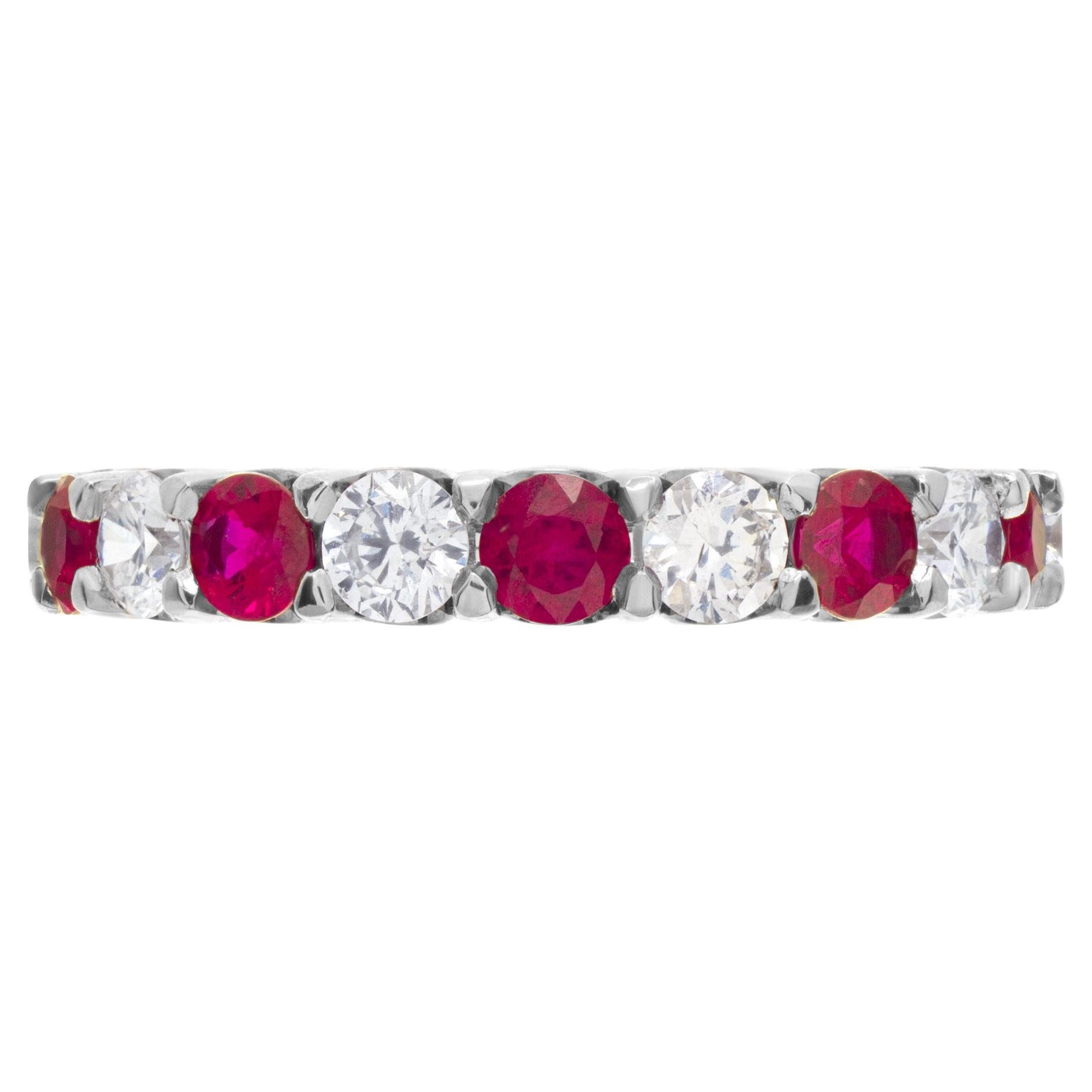 Diamonds & Rubies Diamond Eternity Band and Ring in 18k White Gold For Sale