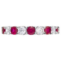 Vintage Diamonds & Rubies Diamond Eternity Band and Ring in 18k White Gold