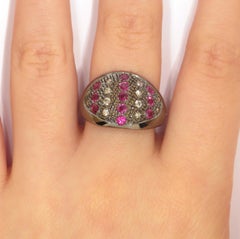 Diamonds Rubies Dome Ring Handcrafted in Italy by Botta Gioielli