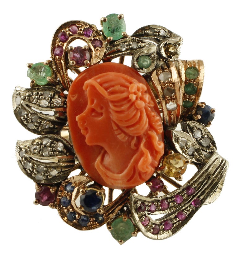 LOT / 2 BEAUX BIJOUX ANCIENS en Plaqué or avec CAMEE / BAGUE T63 et PENDENTIF EUR 50,00 - FR