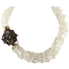 Diamants Rubis, Emeraudes, Saphirs, Cristal de roche, Or rose et A Silver Fermeture