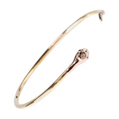 Diamonds & Rubies Snake Cuff Bracelet Victorian Style 14K Gold-Plated J Dauphin