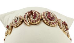 Diamonds, Rubies, White and Rose Gold Twisted Bracelet