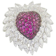 Diamonds Rubies White Gold Fashion Ring